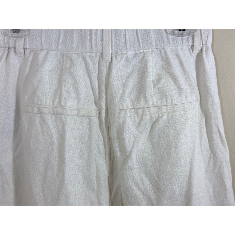 Abercrombie Fitch Womens S White Linen Blend Wide Leg Pants Coastal Minimalist - Picture 3 of 9